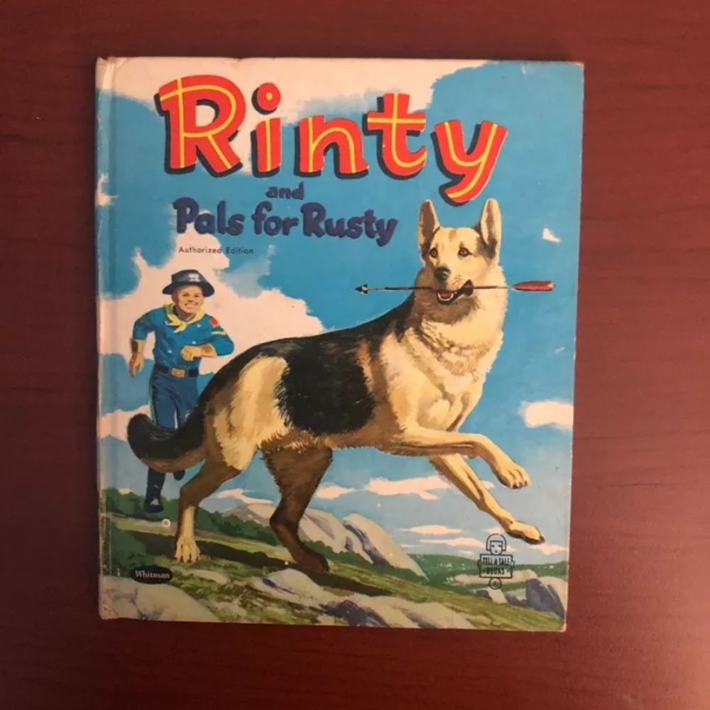 Vintage RINTY AND PALS FOR RUSTY 1957 Whitman Tell A Tale Hardcover Book